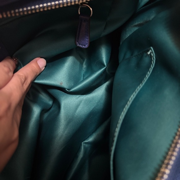 Coach Large Park Carrie Blue Pebbled Leather Bag Satchel Purse Tote Slate F23284 - Picture 3 of 11